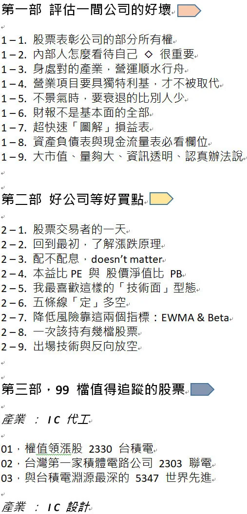 99 寶典部分目錄